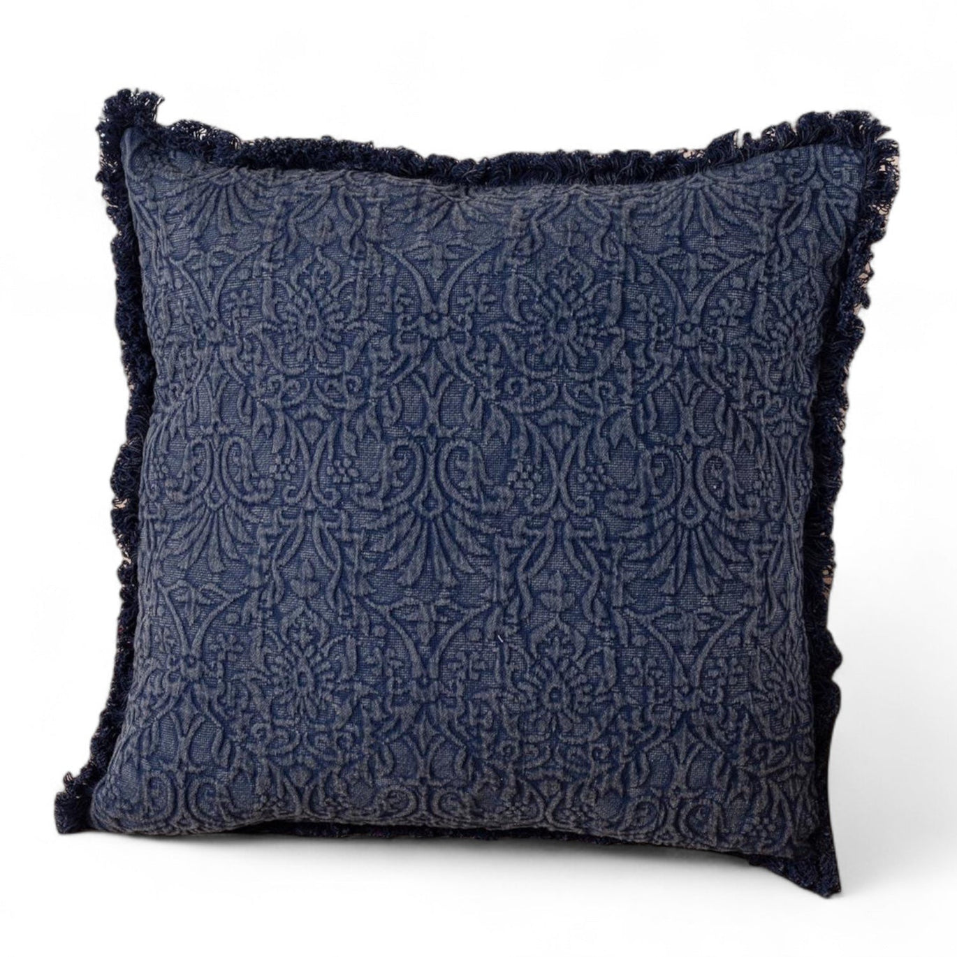 Blue Indigo Matelassé Medallion Throw Pillow - SwagglyLife Home & Fashion